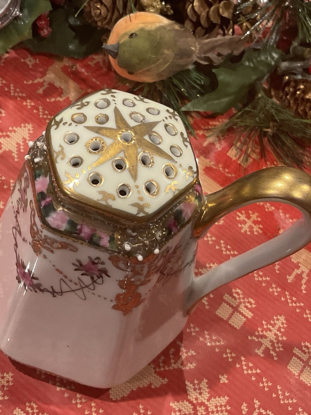 Shelf 2-NIPPON MUFFINEER SUGAR SHAKER 5 IN. TALL-PORCELAIN-JAPAN